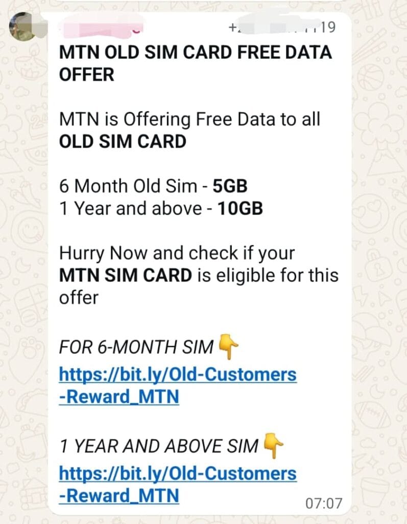 Mobile Money Free Data from MTN Scam