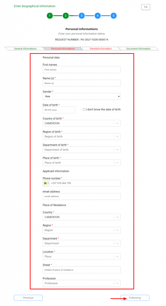 personal information how to apply for online cameroon passport