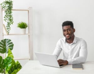 a professional working on laptop